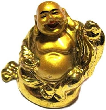 Big Belly Laughing & Sitting Buddha Statue Figurine Luck Feng Shui - Gold - Model 15