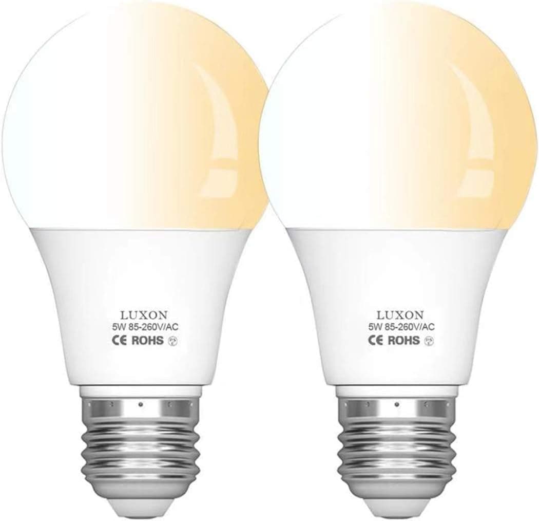 Motion Sensor Light Bulbs Dusk to Dawn 50w Equivalent Radar Motion Detector LED Bulb 2700K Soft White E26 Base 2-Pack by LUXON