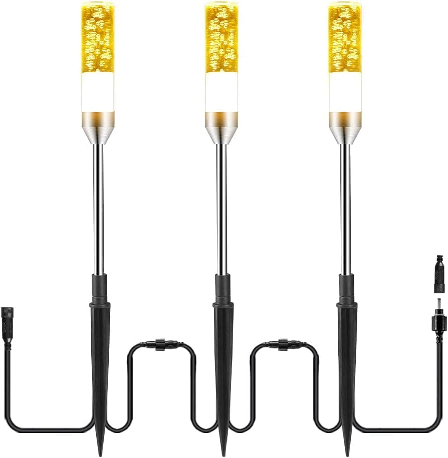 GreenClick 3 Pack Extension Path Lamps Landscape Path Lights, Connect 24 Lamps on One Adapter, IP65 Waterproof LED Path Lights for Lighting Up Your Garden, Pathway, Walkway (Warm White)