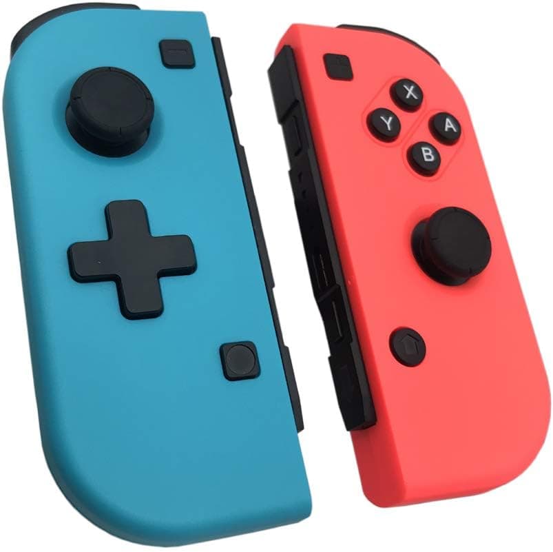 Poulep JoyCon (L/R) Controllers for Nintendo Switch Console, Wirelss Joy Con Gamepad Joystick Supports Gyro Axis and Dual Vibration (Neon Red and Neon Blue)