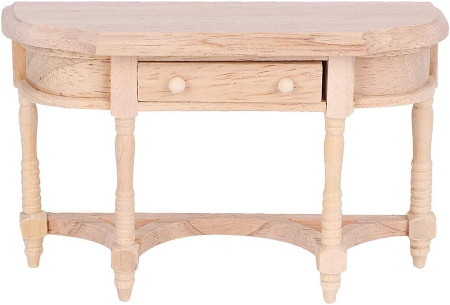 Mini Wooden Dollhouse Accessories, 1:12 Scale Miniatures Dollhouse Furniture for DIY Dollhouse Living Room Mini Toy Wood Table with Drawer Bookcase for Bedroom Simulated Accessory