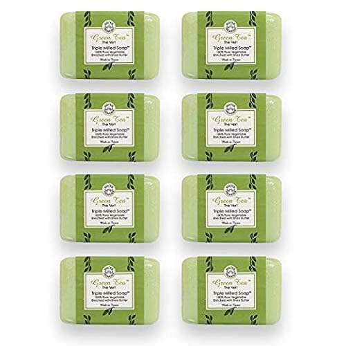 Bisous de Provence French Soap Green Tea | The Vert French Milled Soap enriched with Shea Butter | 100% Pure Vegetable Based | Made in France | Paraben Free | 7 oz, 200g Soaps (8 Bars)