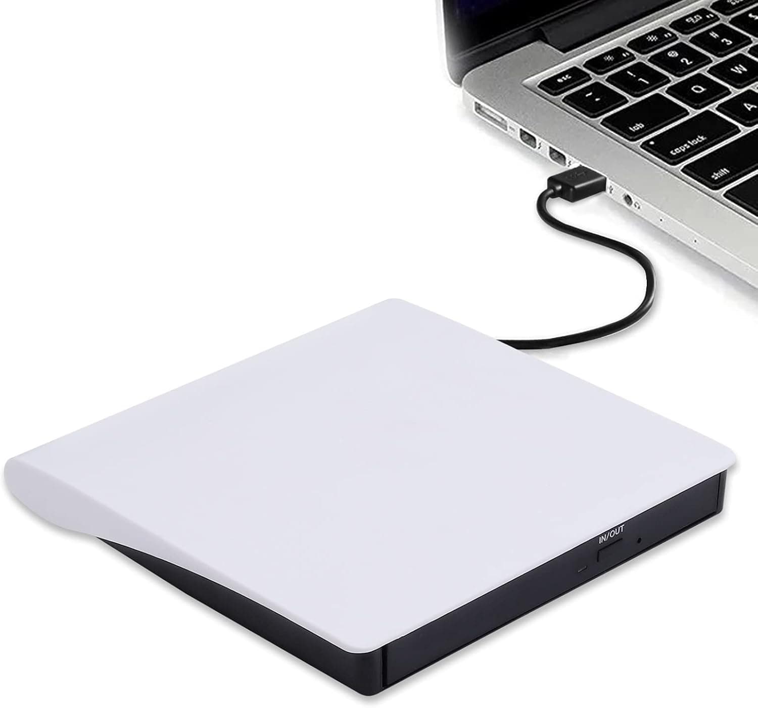 BILEYCHA External CD/DVD Drive, USB 3.0 Portable DVD CD+/-RW Drive Slim DVD/CD ROM Rewriter Burner Writer, High Speed Data Transfer Pro Laptop/Desktop Windows/Vista/7/8/10, Mac OSX and Linux (White)