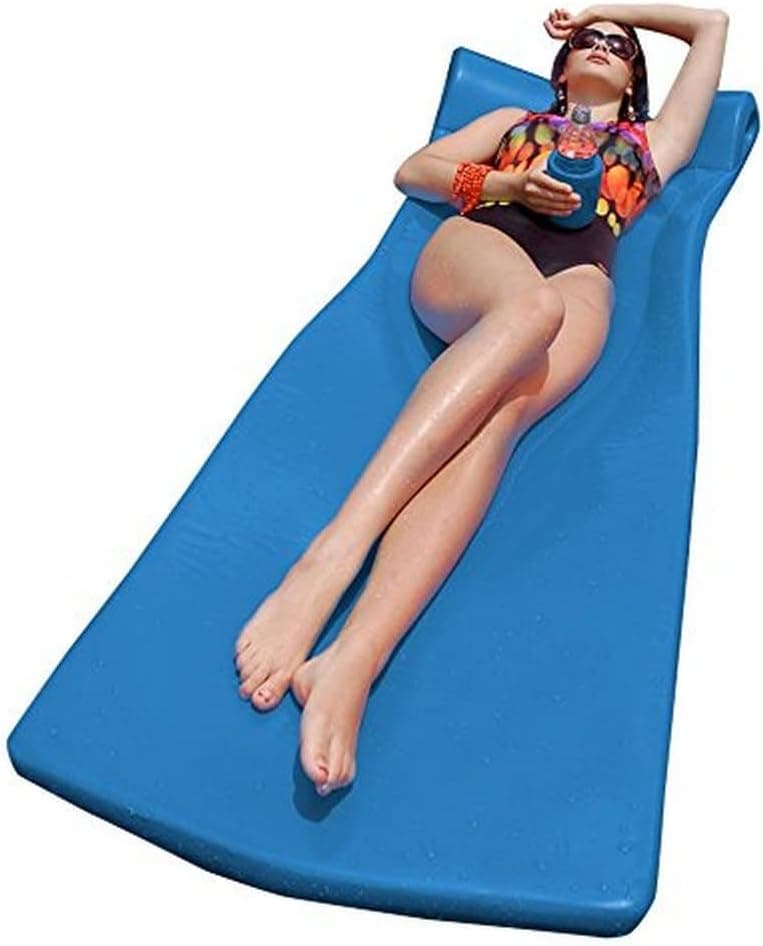 Pool Mate XX-Large Foam Mattress Swimming Pool Float, Blue with bonus Kool Kan