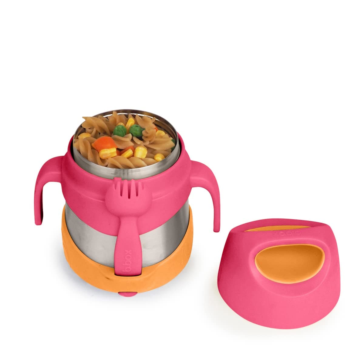 b.box Insulated Food Jar, Insulated Double Wall Stainless Steel Food Container with Spoon for Kids, Keeps Food Cold up to 7 hrs and Warm up to 5 hrs, 11oz, Strawberry Shake/Pink