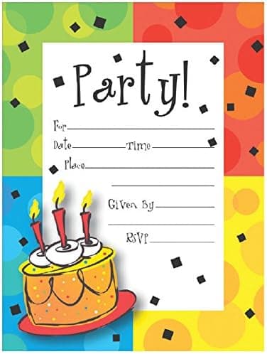 Creative Converting Cake Celebration Birthday Party Card Invitations-8 pcs, Multicolor