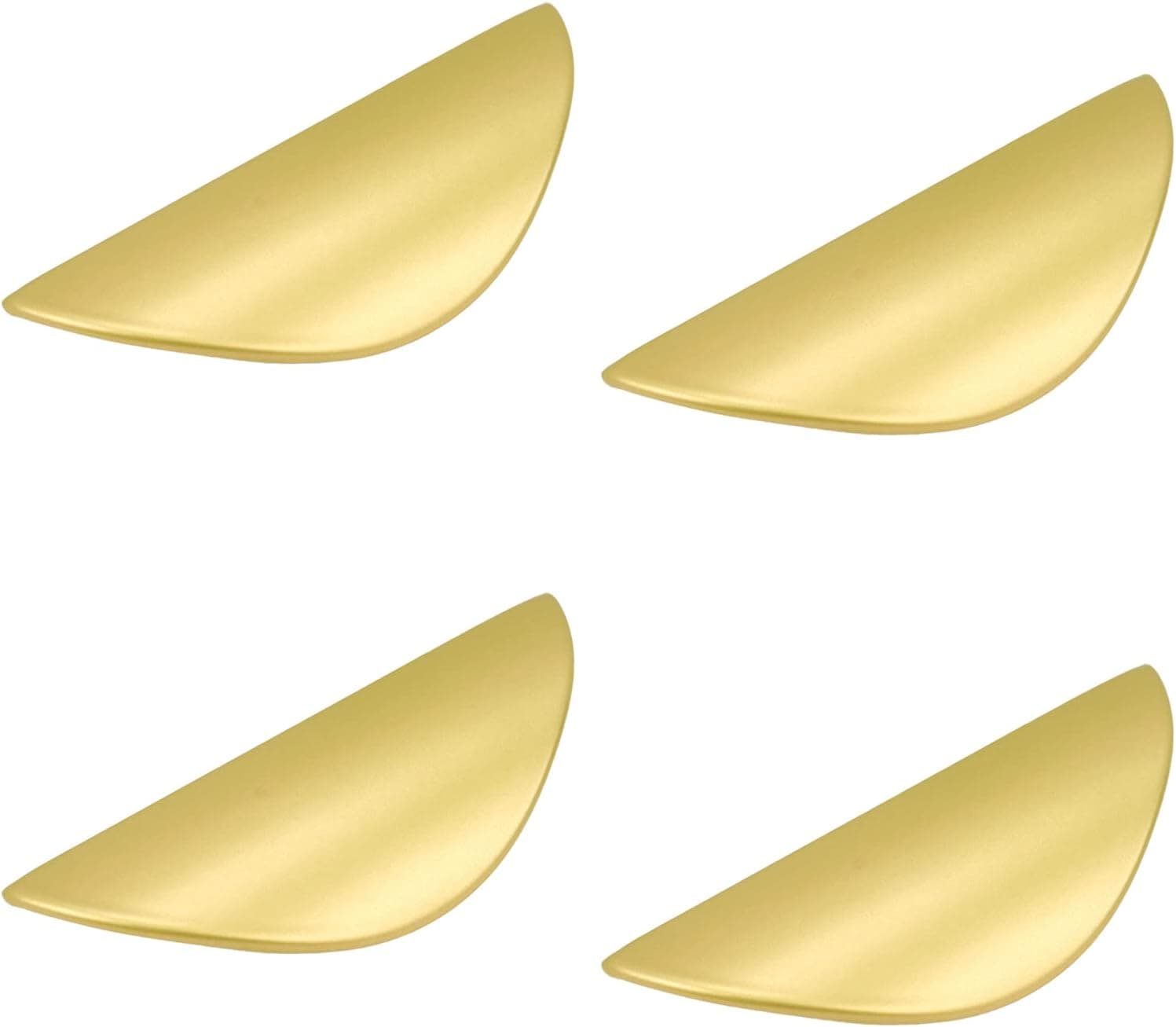 Curqia 4-Pack Half Moon Cabinet Pulls Semicircle Cabinet Handles Brushed Finish Drawer Pulls Handles ​Decoration Hardware for Wardrobe, Cabinet, Cupboard, Dresser - Gold, Hole Center 1.26"