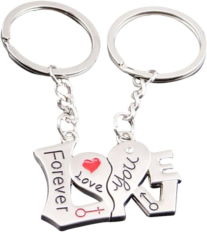 angel3292 Clearance Deals 1 Pair Fashion I Love You Forever Heart Couple Key Chain Car Keyring Lover Gift