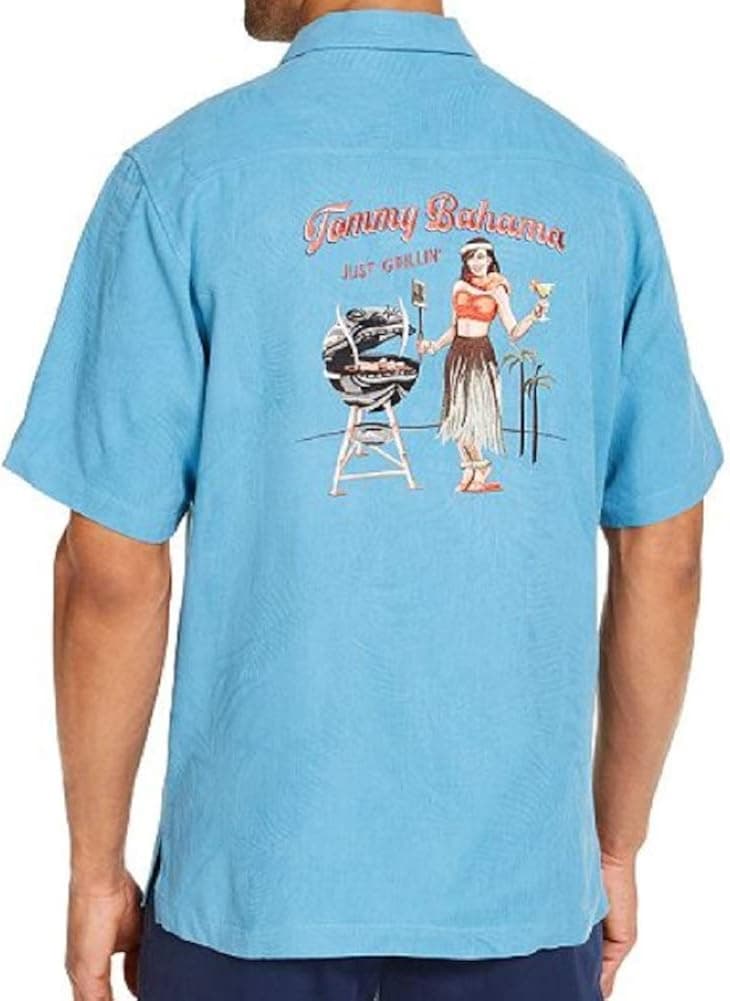 Tommy Bahama Embroidered Tiki Grill Silk Camp Shirt