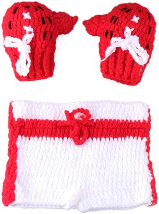 Thkmeet Baby Newborn Boxing Crochet Knitted Costume Glove Pants Photo Photography