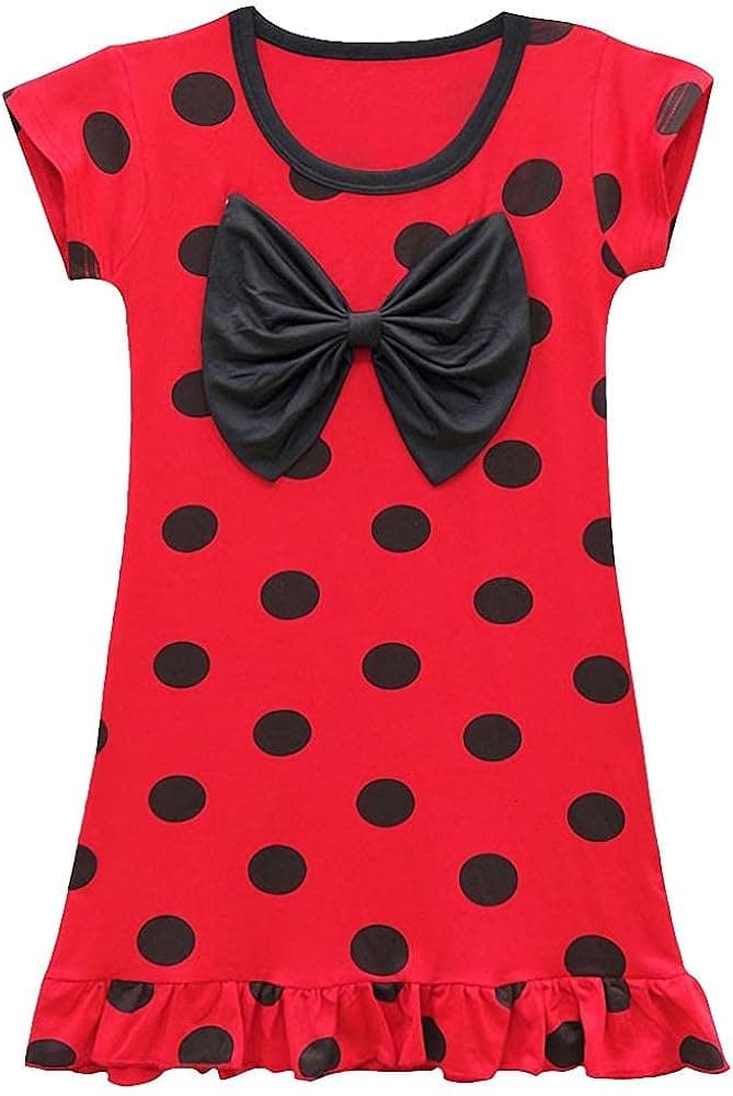 Dressy Daisy Ladybug Dress Up Outfit for Toddler and Little Girls, Summer Casual Costume Wear, Polka Dots Red & Black