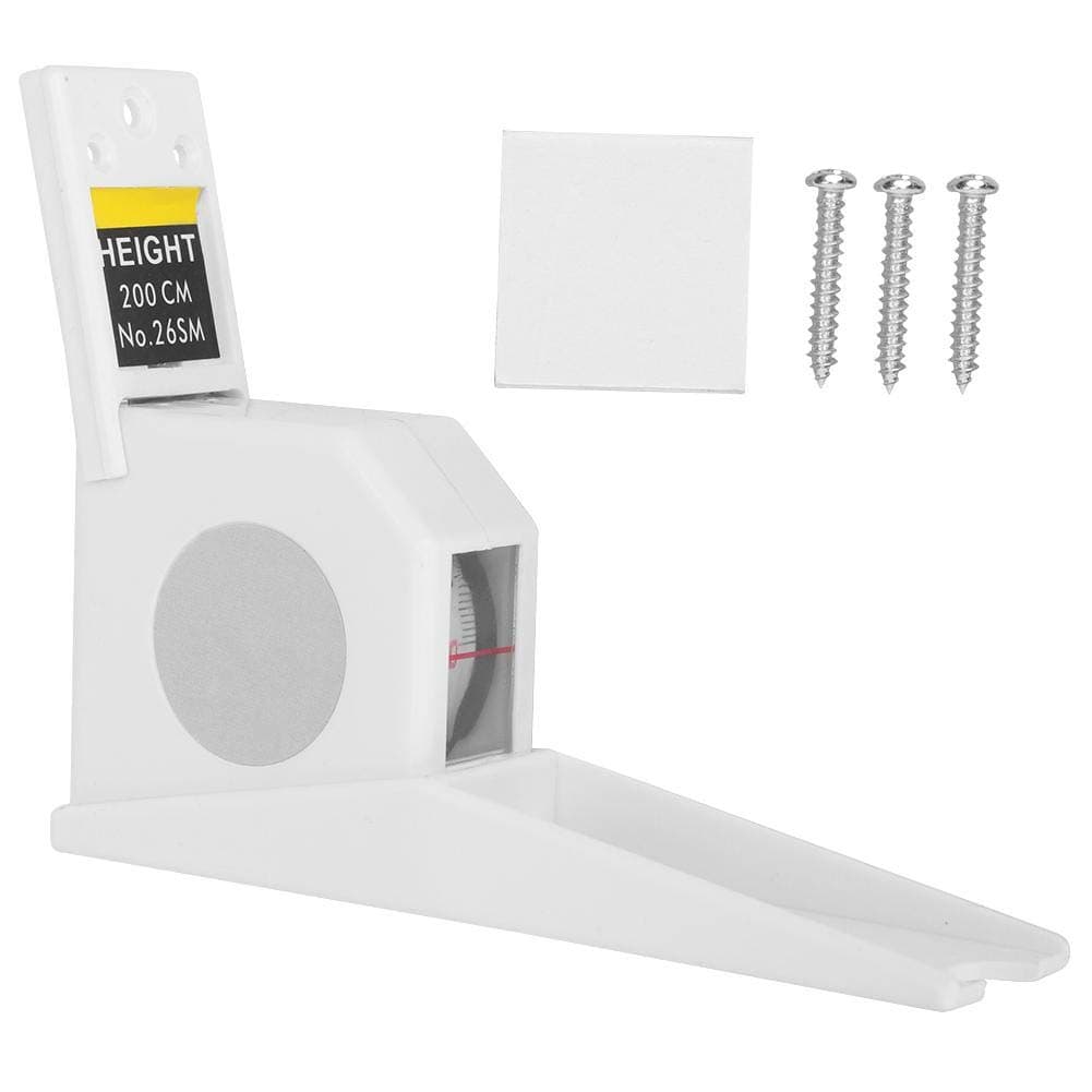 Height Measurement, 2 Meters Height Stature Meter Retractable Measuring Tape Ruler Metal Measuring Tool with Wall Plate(White)