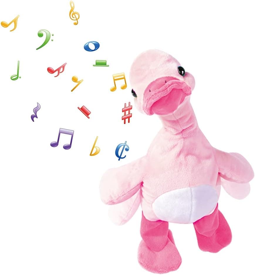 LELIA Dancing Duck Singing Interactive Quacking Duckling Waving Wings Singing Walking Cuddle Stuffed Musical Ducky Electric Plush Toys for Kids Girl(Pink)