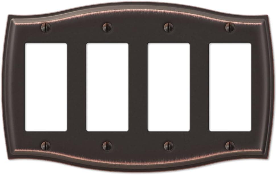 Four GFCI Rocker Outlet Cover Rocker Toggle Light Wall Plate - Oil Rubbed Bronze
