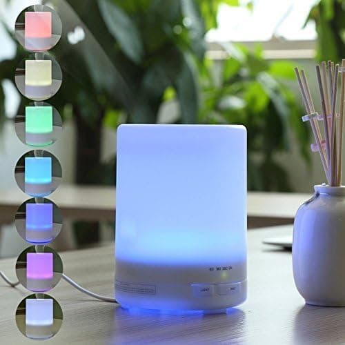 Sungwoo 300ml Aroma Essential Oil Diffuser Ultrasonic Air Humidifier 8-10 HOURS Continuous Diffusing 7 Color Changing LED Lights and 4 Timer Settings for Home SPA Baby Room by Sungwoo