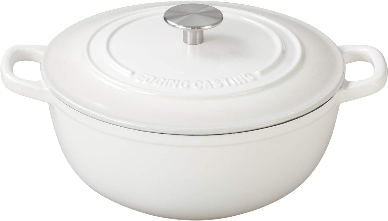 Enameled Cast Iron Dutch Oven, EDGING CASTING 3.5 Quart Enameled Dutch Oven Pot, Suitable For Variety Stovetops, White