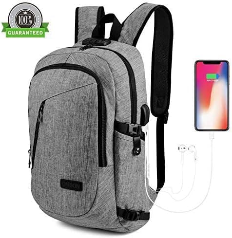 PLmuzsz Travel Laptop Backpack, ONSON Laptop Backpack Anti Theft Business Backpack for Men Women, Slim Computer School Bag with USB Charging Port Fits 15.6 Inch Laptop Notebook - Gray