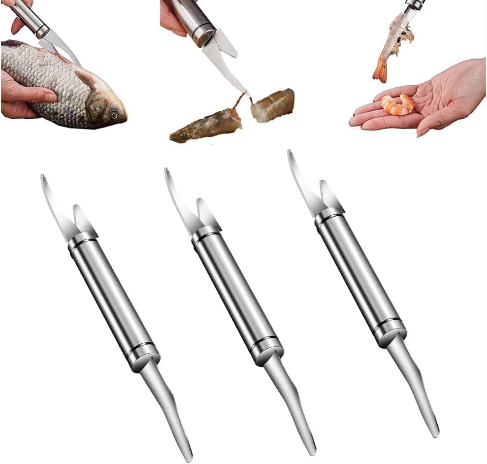 Shtain 5 in 1 Multifunctional Shrimp Line Fish Maw Knife - Multifunction Fish Scaler Remover,Multipurpose Shrimp Line Knife,Shrimp Deveiner Tool (3pcs) (001)