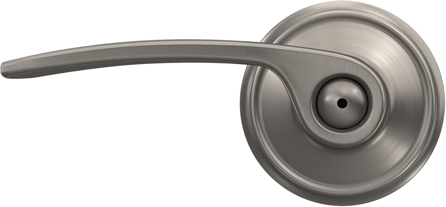 Schlage F40 MER 619 Merano Door Lever, Bed & Bath Privacy Lock, Satin Nickel