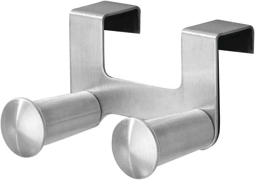 InterDesign Forma Over-the-Cabinet Peg Double Hook, Stainless Steel
