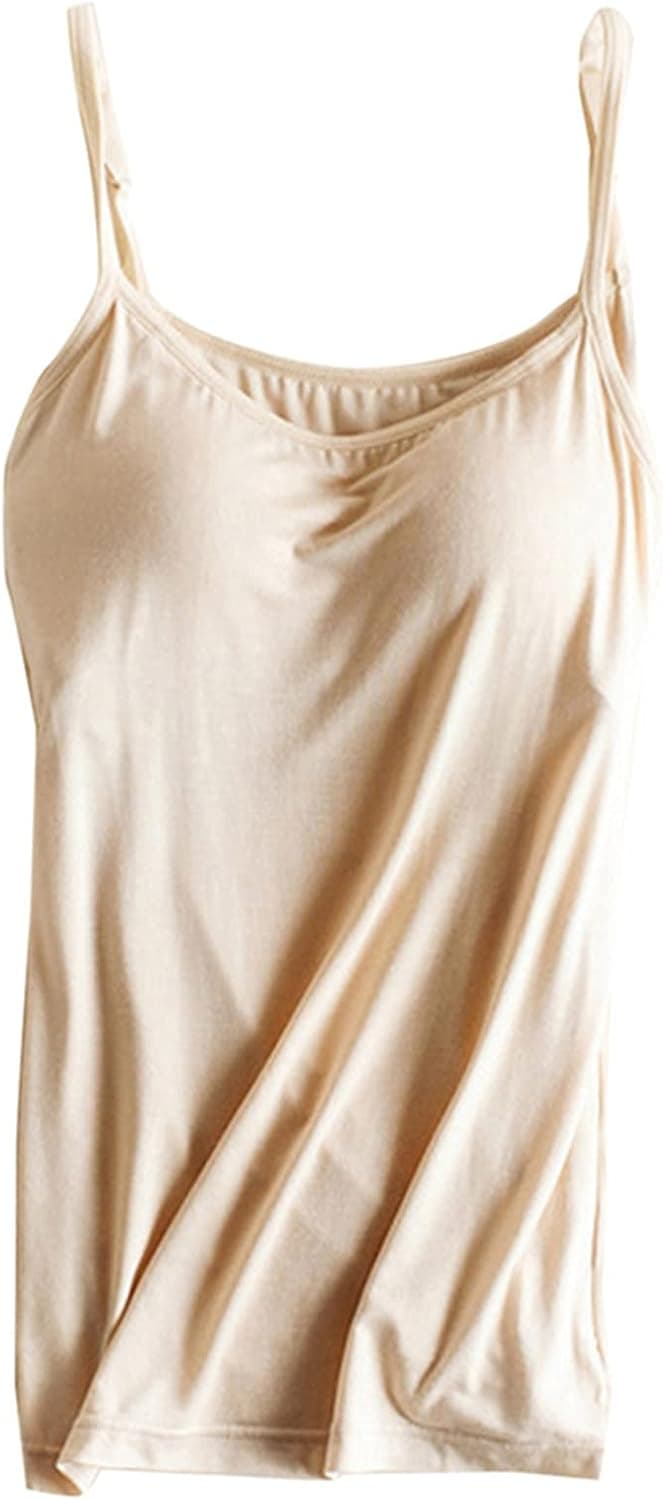 Pink Wind Bra Padded Cami Tanks Tops for Women Camisole with Built in Bra