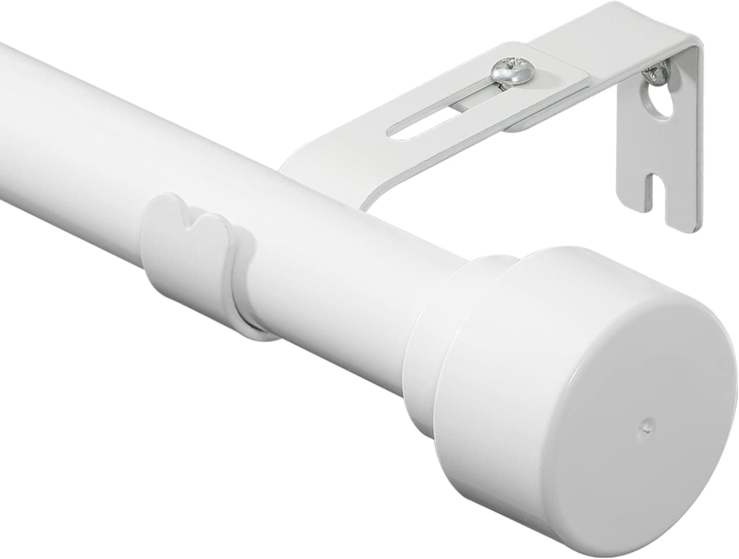 White Curtain Rods for Windows 28 to 62 Inch, 1 Inch Heavy Duty Curtain Rod Set with Adjustable Brackets Outdoor Single Window Rods(2.3-5.1 Ft)