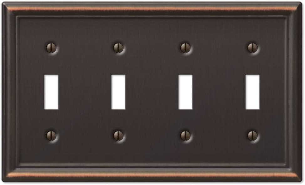 Amerelle 149T4DB Chelsea Wallplate, 4 Toggle, Aged Bronze