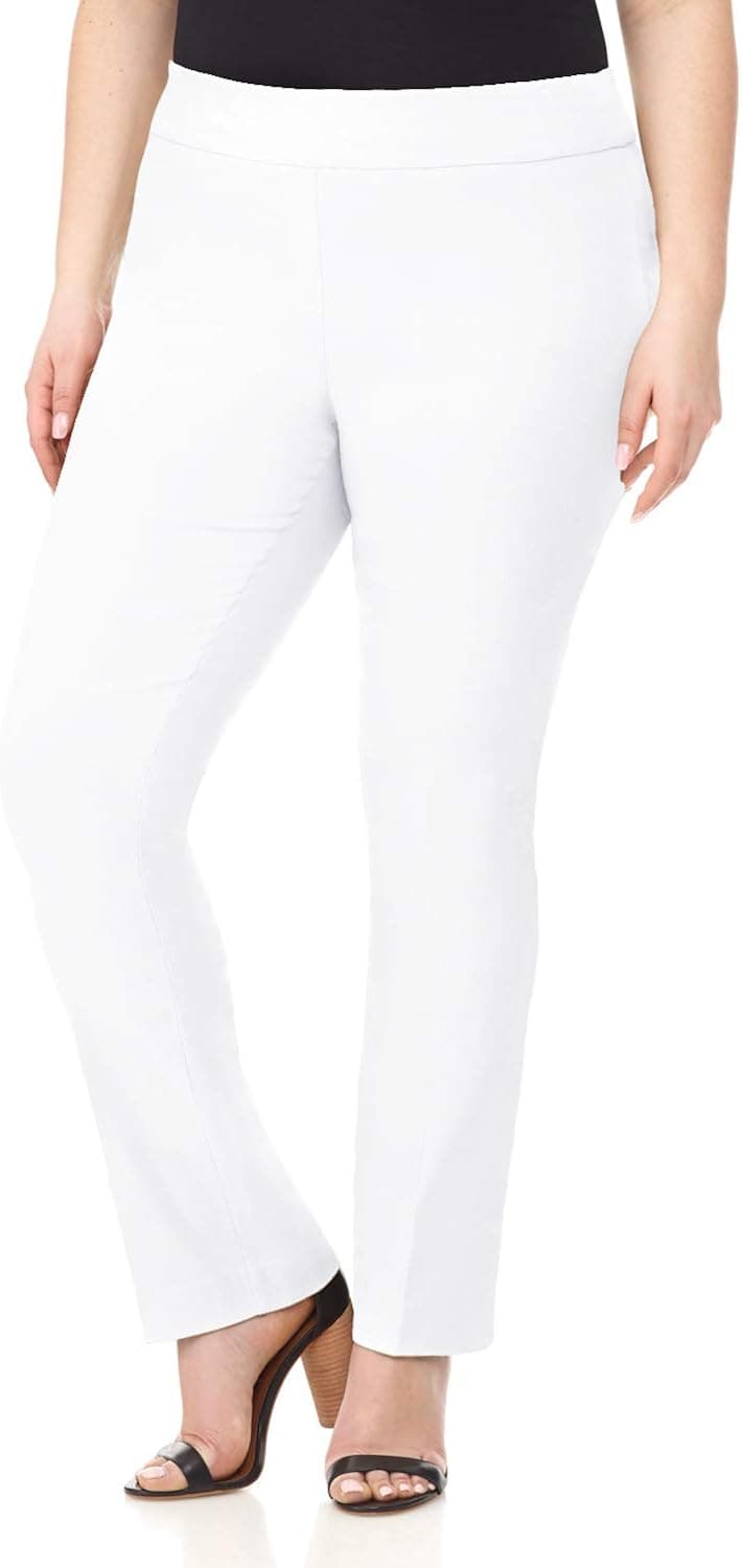 Rekucci Curvy Woman Plus Size Modern Straight Leg Pant w/Tummy Control