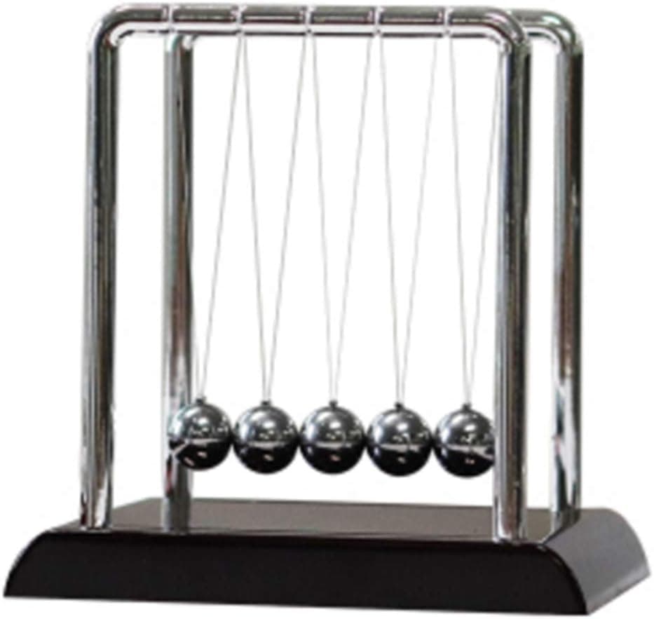 Classic Newton Cradle Balance Balls, Science Psychology Puzzle Desktop Entertainment Gadgets with Black Wooden Base, 5.5" x 4.5"x 5.5", Medium Size