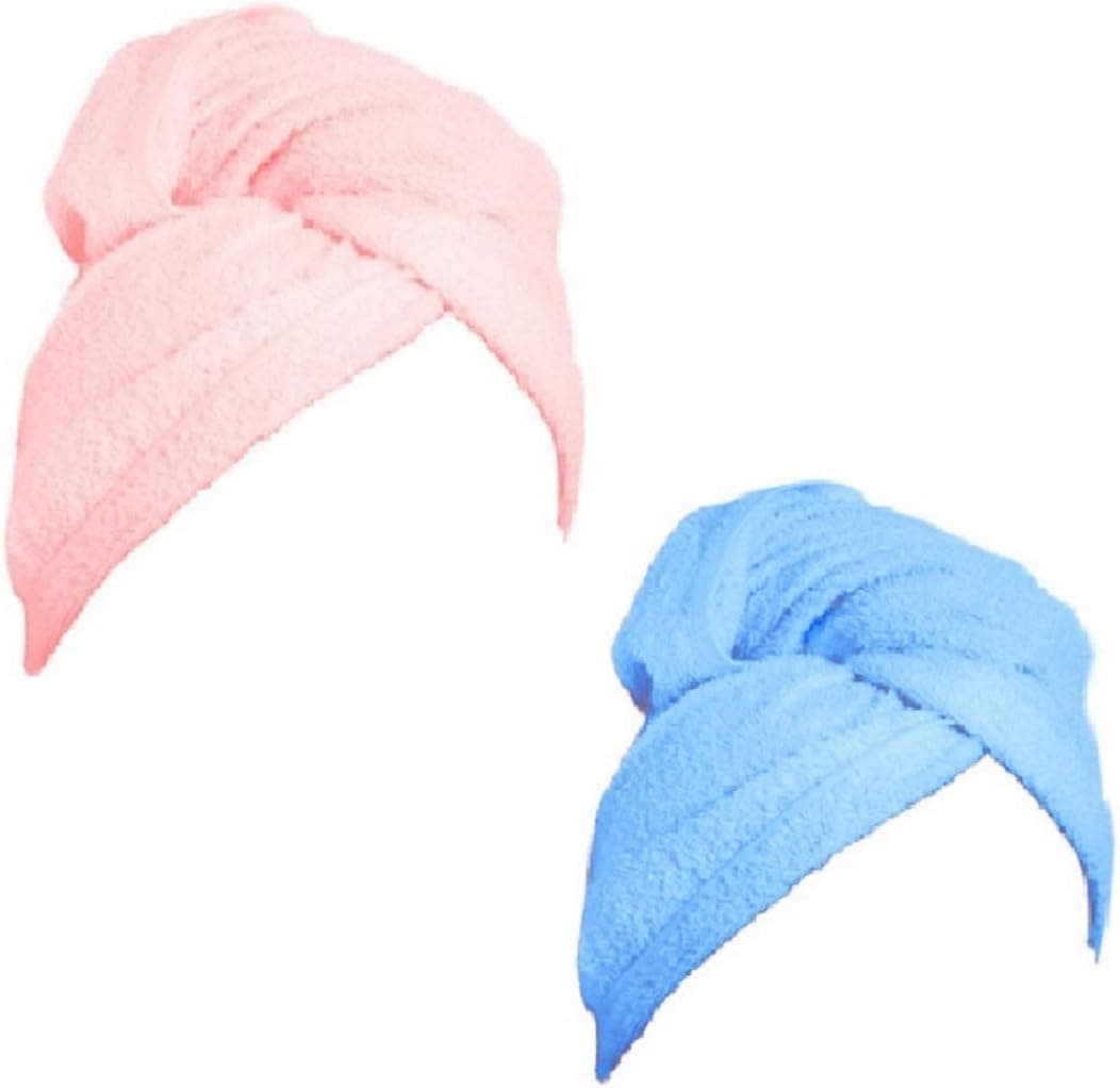 Boxwish Microfiber Hair Drying Towels Fast Drying Hair Cap Long Hair Wrap Absorbent Twist Turban 2 pack Turban Twist Dry Shower Microfiber Hair Wrap Towel Drying Bath Spa Head Cap Hat