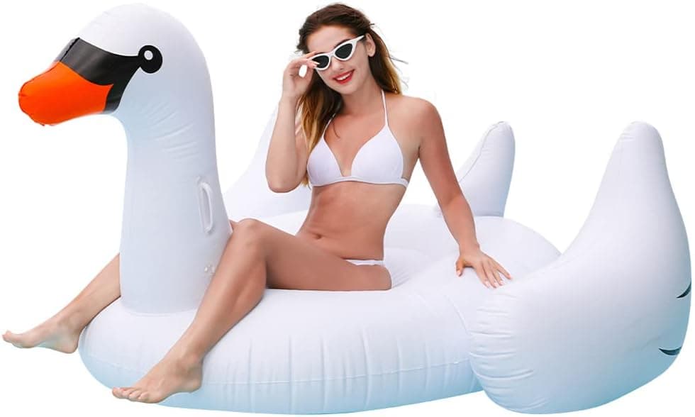 Doctor Dolphin Pool Floats for Adults,Floaties for The Pool with Comfortable Handles, Inflatable Giant Swan Pool Lounge…
