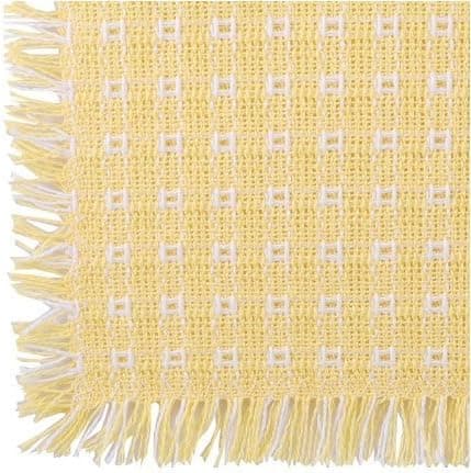 62 x 108 (Rectangle) Homespun Tablecloth, Hand Loomed, 100% Cotton, Buttercup/White
