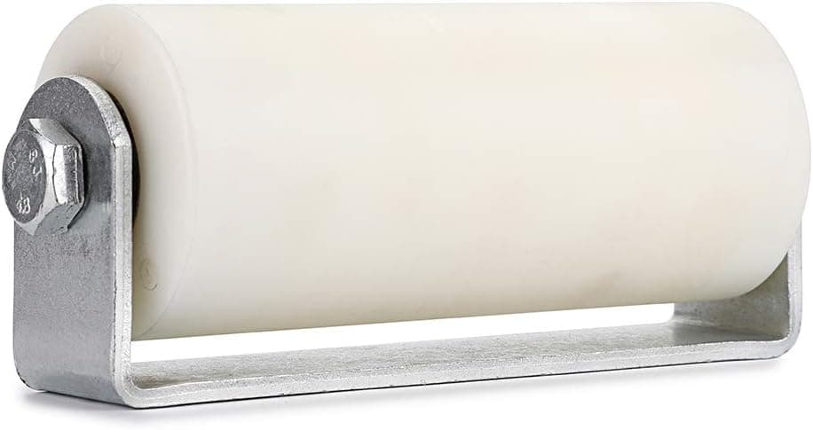 Skelang 6" Slide Gate Guide Roller with Post Welded Bracket, UHMW Hard Nylon Sliding Rolling Gates Guider, Heavy Duty Sealed Ball Bearing Side Roller Assembly (White - 6 inches)