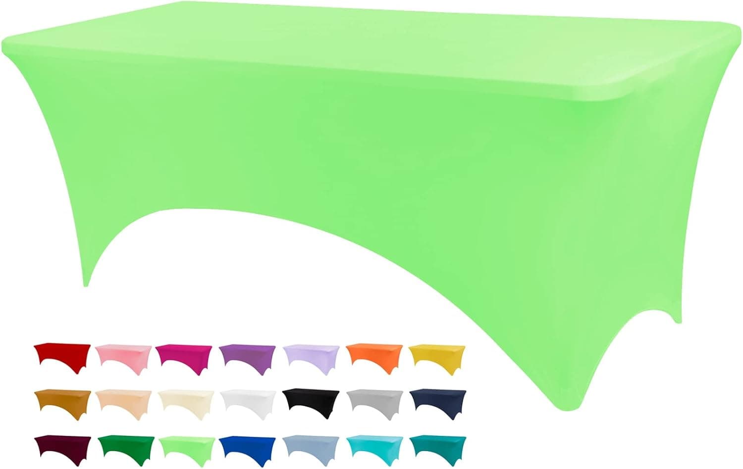 BDDC Fitted Table Covers for 6 Foot Tables, Spandex Table Covers 6ft, Light Green Table Clothes for 6 Foot Rectangle Tables, Tablecloths for Parties, Banquet, and Festival