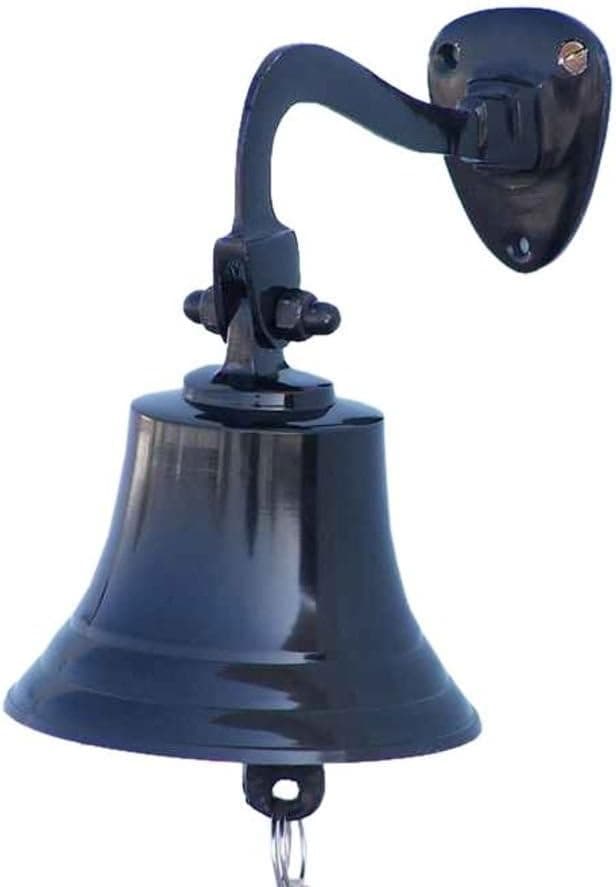 Hampton Nautical 3xglass-101 Oil Rubbed Bronze Hanging Ship's 6" Bell-Nautical Decoration, 6 inch, Black