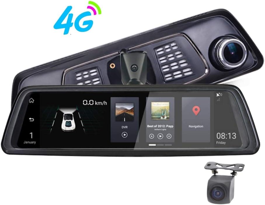 ShiZhen 10 inch Full Screen 4G Touch IPS Special Car Dash Cam Rear View Reversing Mirror with GPS Navigation ADAS Remote Monitor Bluetooth WiFi APP Android 5.1 Dual Lens FHD 1080P