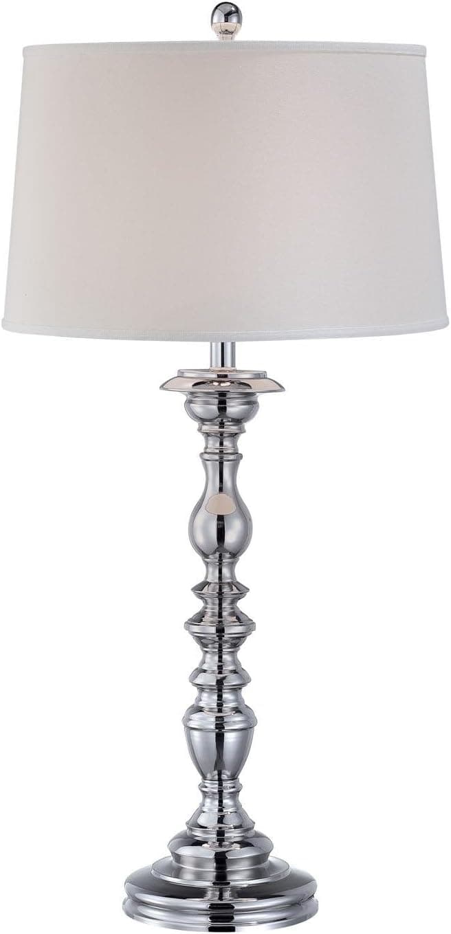 Lite Source LS-21842 Euclid Table Lamp, White Fabric Shade, 18.25" x 18.25" x 12.5", Chrome Finish