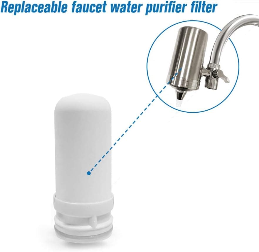 Water Filter Element Faucet Replacement Cartridge, 7-Layer Recyclable ACF Filtration System, Durable Ceramic 1 Pcs Washable Tap Water Purifier for Kitchen and Bathroom