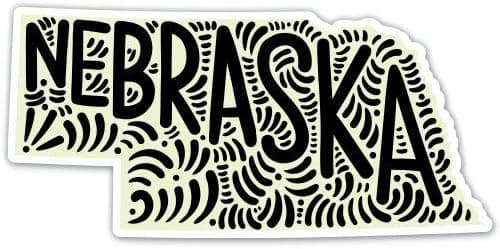 GT Graphics Nebraska Shape Cute Letters Native Local - 3" Vinyl Sticker - for Car Laptop I-Pad Phone Helmet Hard Hat - Waterproof Decal