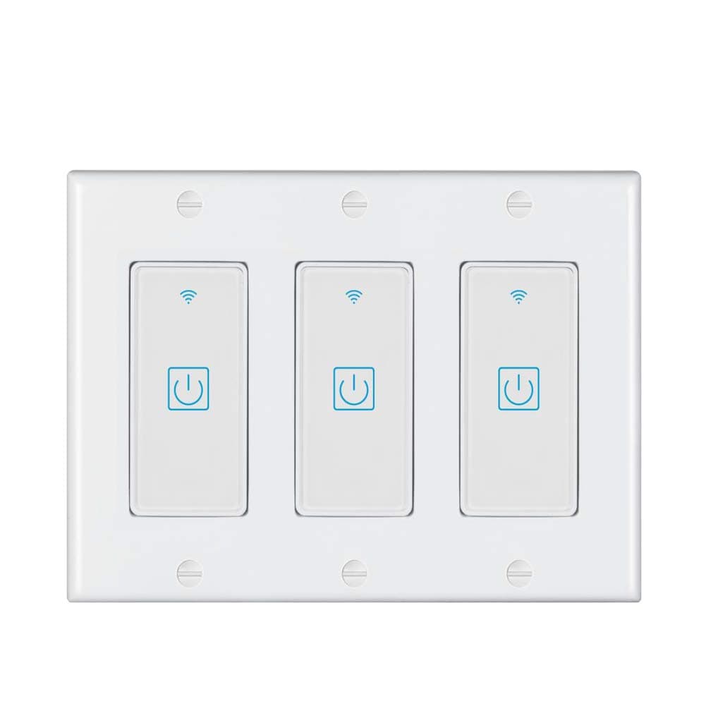 Smart Switch 3 Gang (Not 3 Way Switch), Smart Light Switch Work with Amazon Alexa and Google Home, Timing Function,and Voice Control, Neutral Wire Needed, Single-Pole Only(3 Gang)