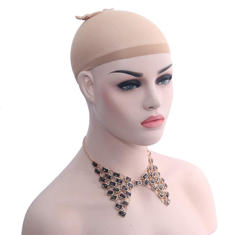 12 Pieces/Pack Suri Light Brown Stocking Wig Caps for Women and Men, Free Size Stretchy Nylon Flesh Color Wig Hair net, Close End Hairnets Wig Nets, Each Paper Board Contains 2 Wig Caps
