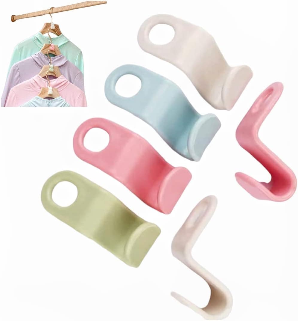 Clothes Hanger Connector Hooks | Space Saving Hanger Connector Hooks - Multi-Colored Set | 60 Pack
