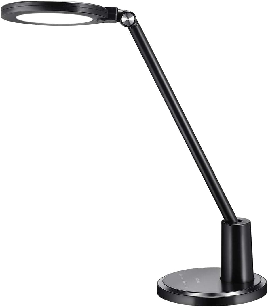HDTIME LED Desk Lamp Adjustable Stepless Dimming 10 Brightness Levels and 5 Color Temperatures Desk Light for for Home Office(Black,64PCS LEDs)