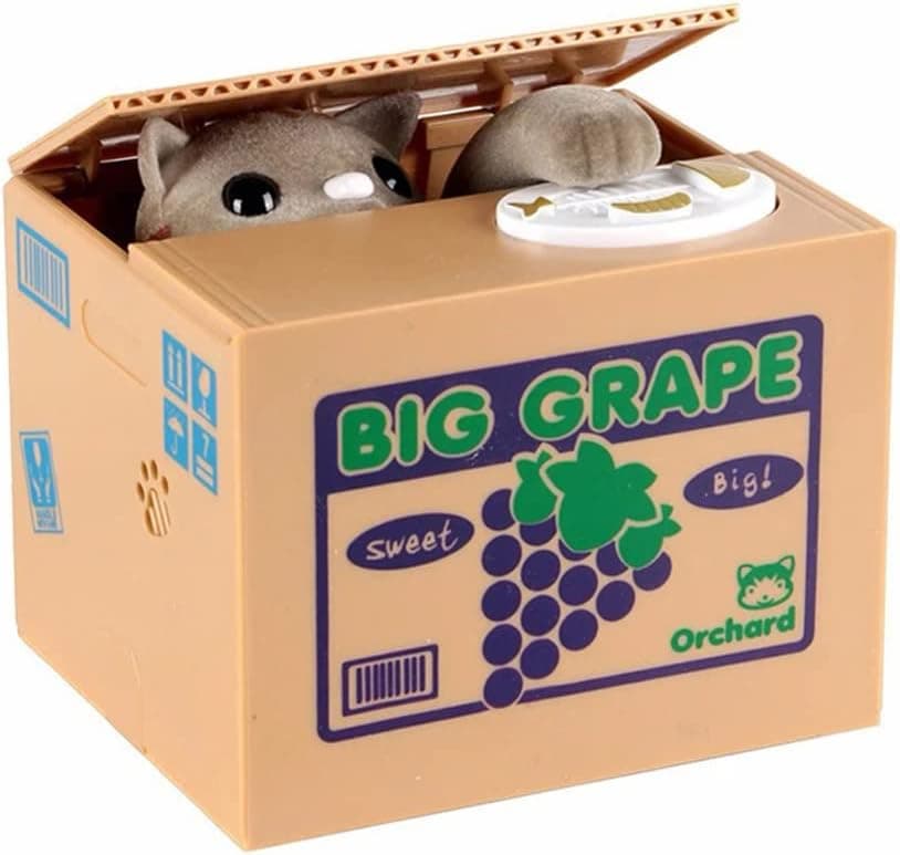 Karriw Automated Cute Stealing Coin Cat Money Box Piggy Bank,Automatic Stealing Money Bank Saving Box (Grape)