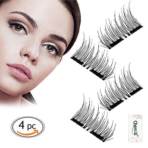 3D Reusable Dual Magnetic False Eyelashes,Eyes More Beautiful and Natural Look,1 Pair of 4 PCS