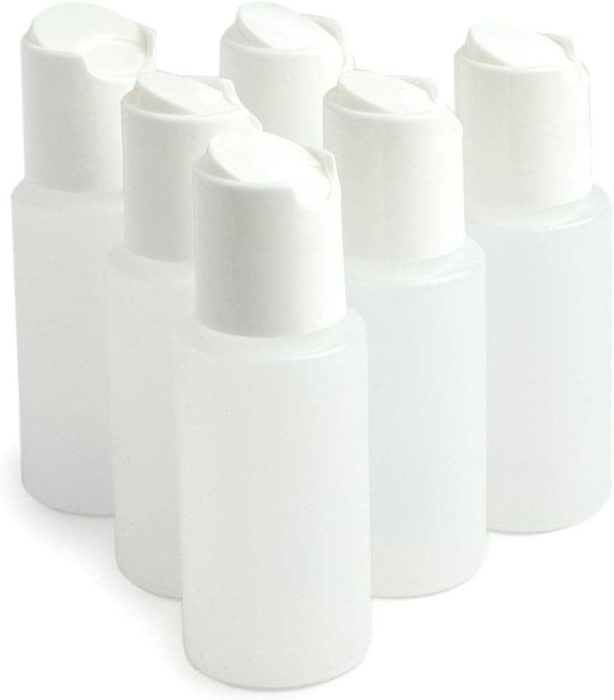 Grand Parfums 1 oz, 30ml Plastic Squeeze Bottles with Disc Top Flip Cap, great for Creams, Shampoos, Soups, and Other Liquids, 6 Count