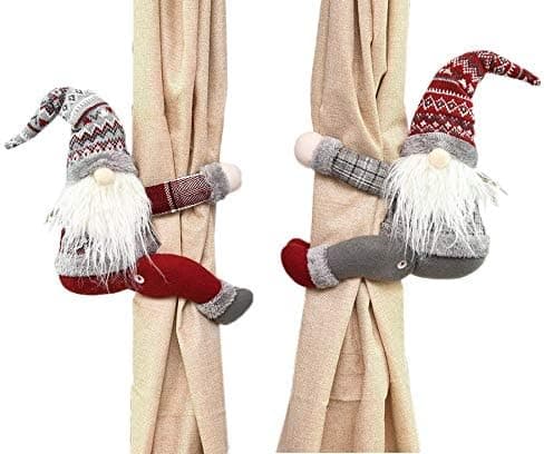 Chris.W 1pair Christmas Curtain Tieback Buckle, Santa Claus Curtain Buckle Holder Gnomes Curtain Tiebacks for Xmas Bedroom Home Window Decoration