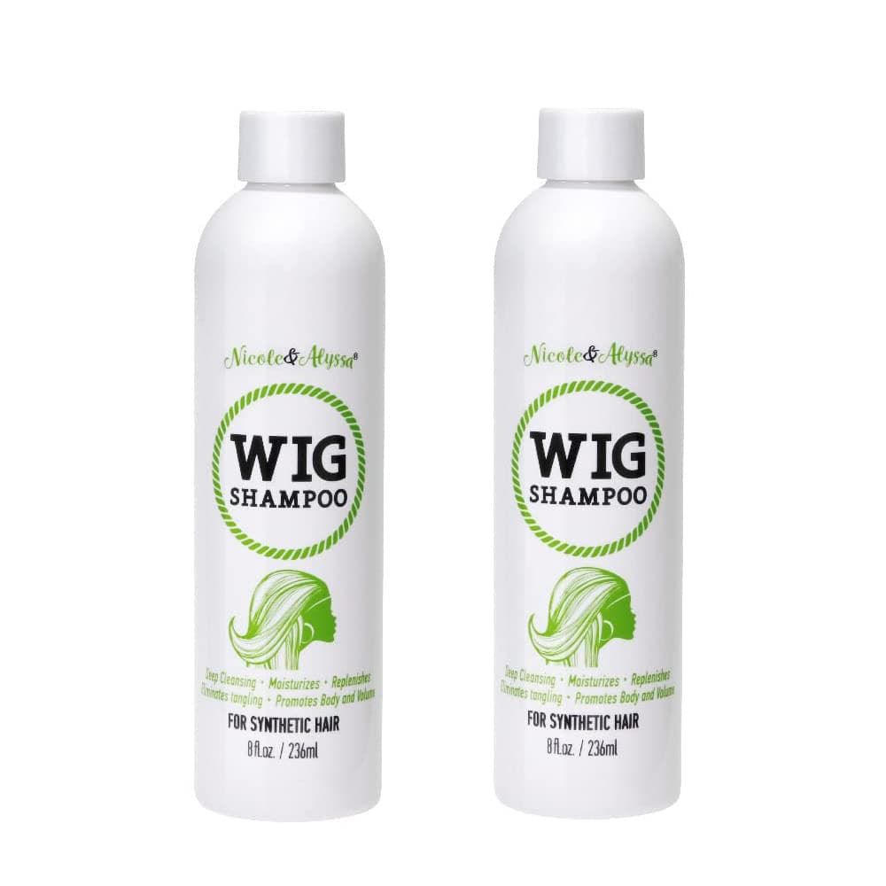 Nicole & Alyssa - Wig Shampoo For Synthetic Hair 8oz - Soak & Rinse, Deep Cleansing, Revitalizes, Moisturizes, Detangles (Pack of 2)
