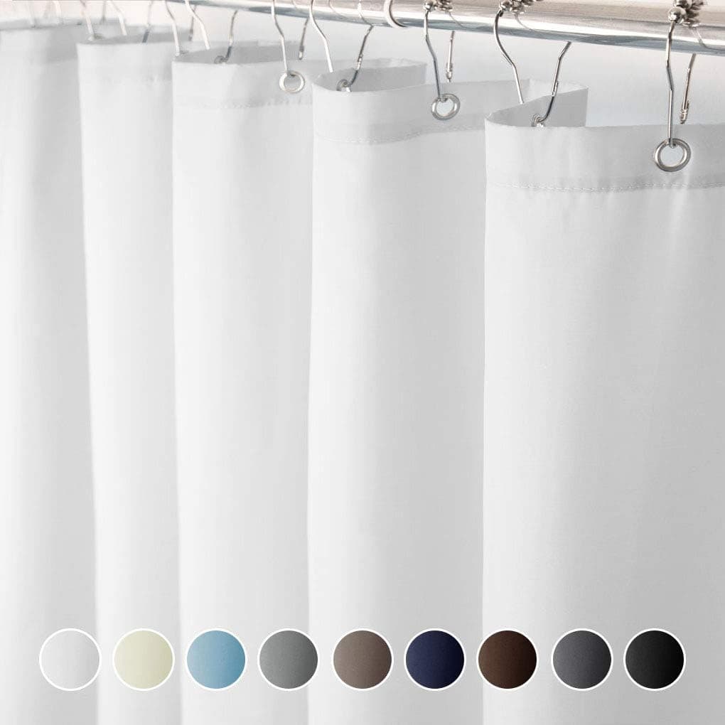Eforcurtain Solid White Polyester Bath Curtains Water Repellent, Extra Long 72 x 84 Inch Shower Curtain
