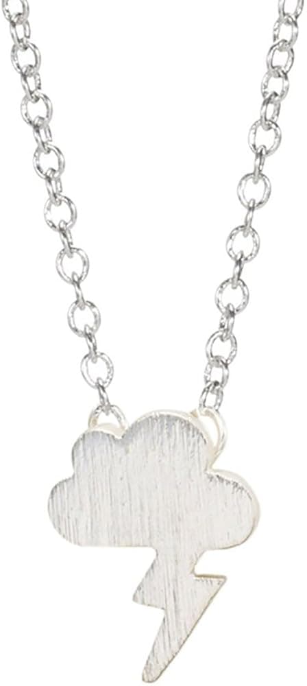 QIAN0813 Minimalist Lightning Cloud Necklace Angry Cloud Necklace Gold Storm Cloud Necklace Handmade jewely Weather Jewelry